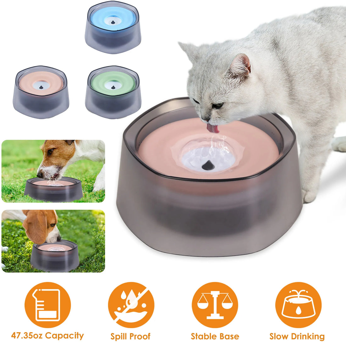 No Spill Dog Cat Water Bowl Spill