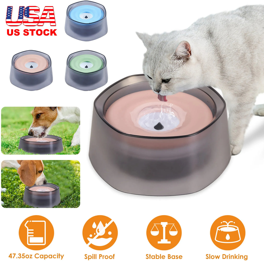 No Spill Dog Cat Water Bowl Spill