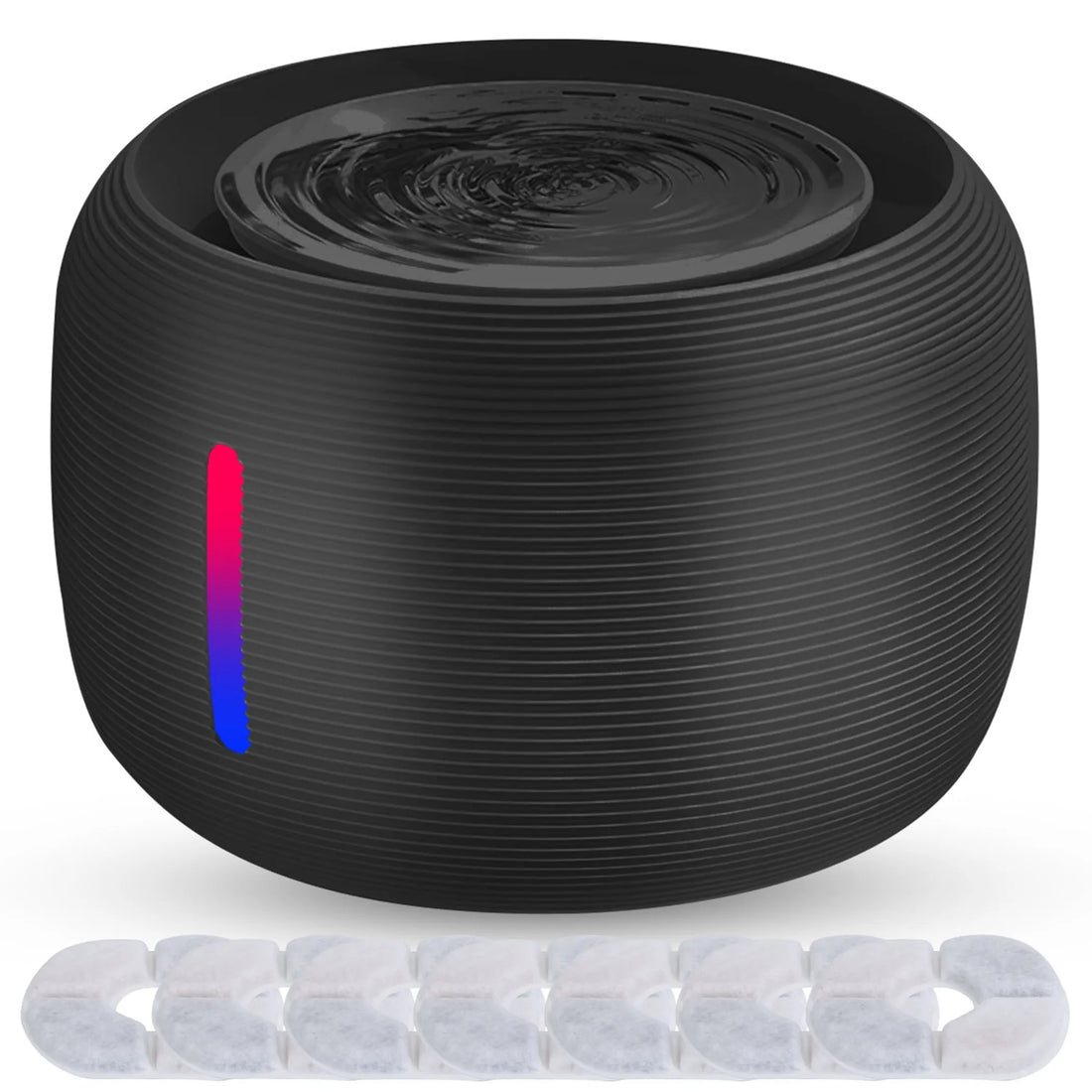 Black smart pet water fountain full product view
