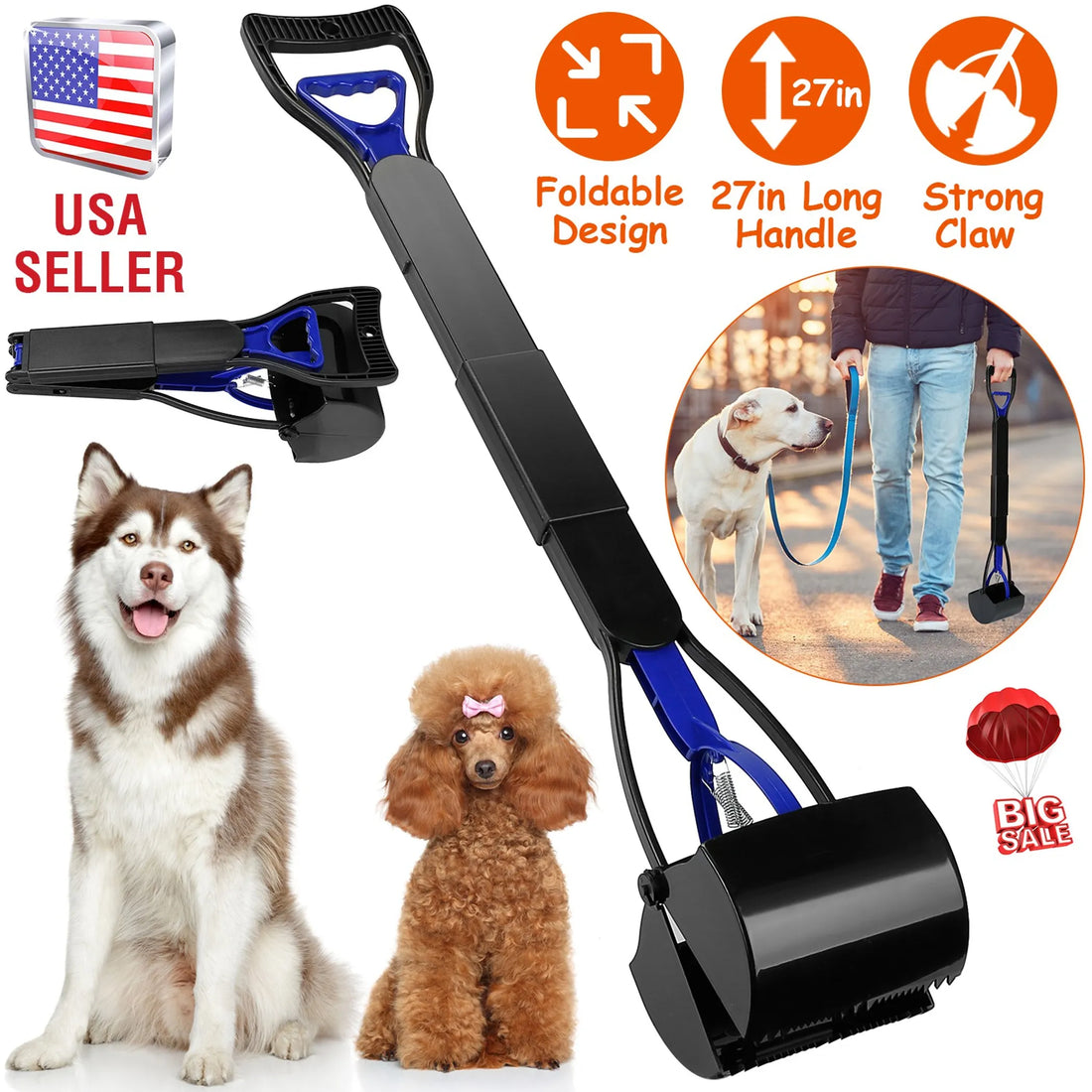31.5in Pet Pooper Scooper Foldable Long