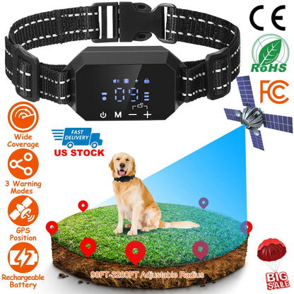 Wireless GPS Dog Fence Rechargeable Waterproof Electric Dog