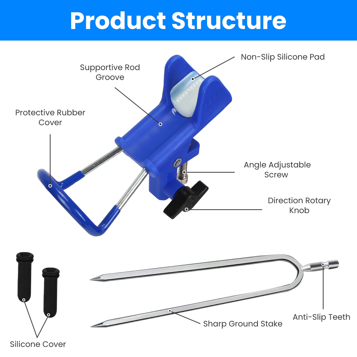 2-Piece Fishing Rod Holders with Stainless Stakes