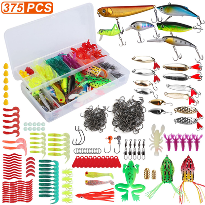 375-Piece Fishing Lures and Tackle Box Set