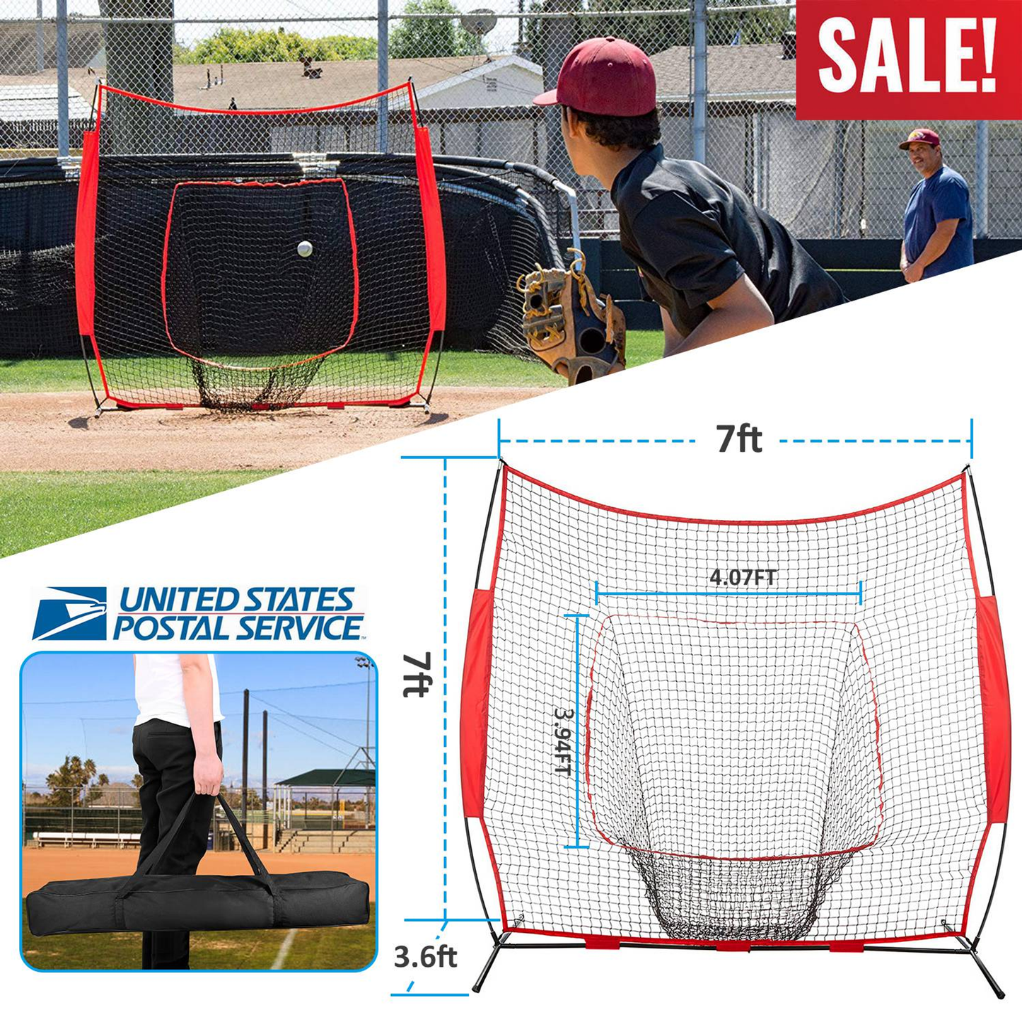 7 x 7 ft Baseball Softball Practice Net