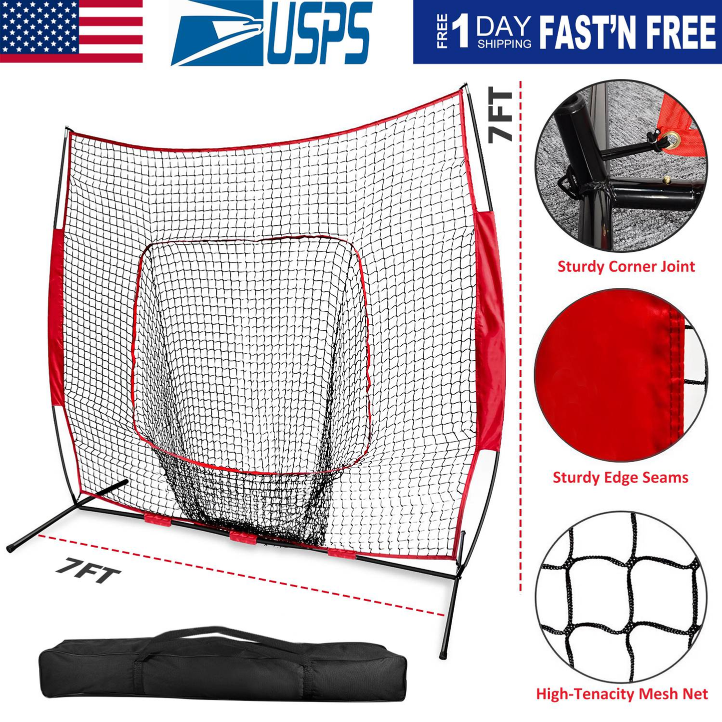 7 x 7 ft Baseball Softball Practice Net