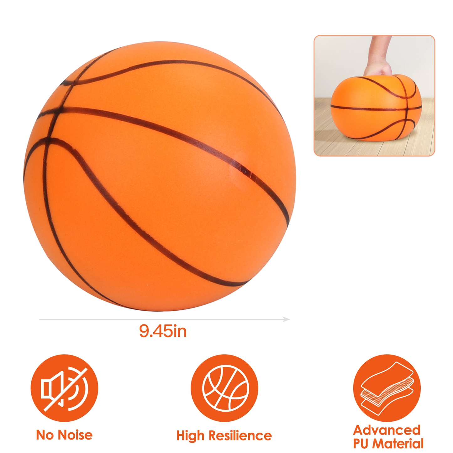 Silent Basketball Foam Bouncing Ball, Low-Noise