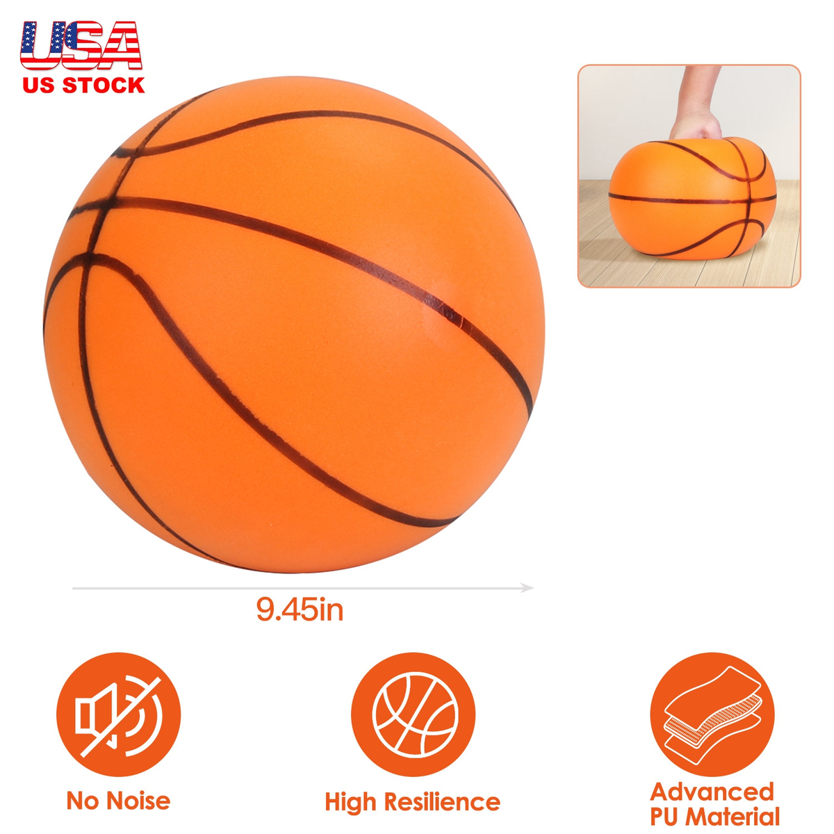 Silent Basketball Foam Bouncing Ball, Low-Noise