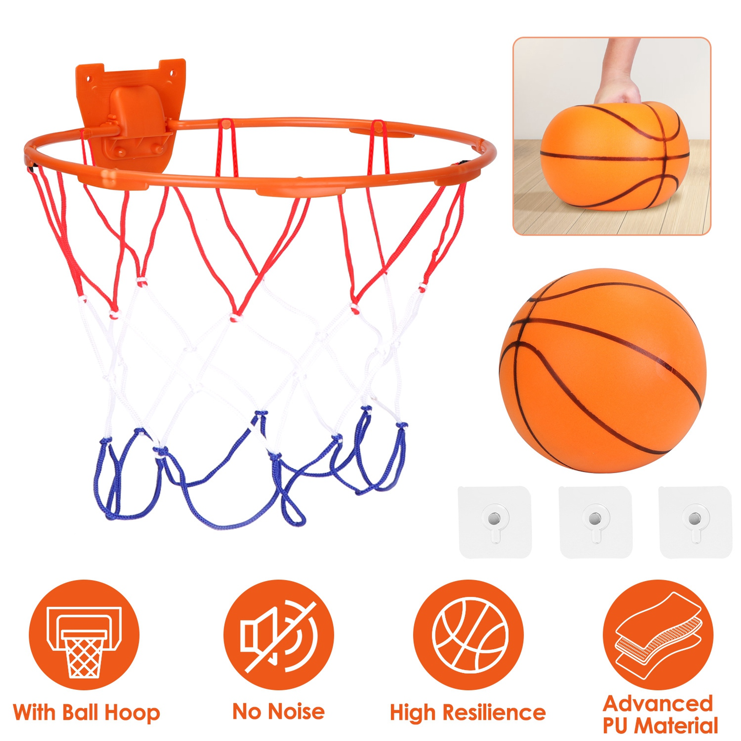 Silent Basketball with Hoop Set