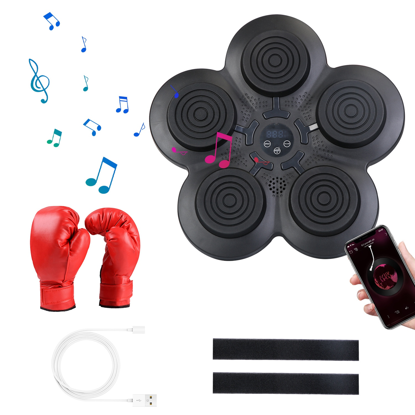 Music Boxing Machine with Wall Target and Kids Gloves