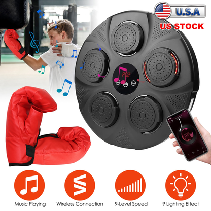 Music Boxing Machine with LED Wall Target and Kids Gloves