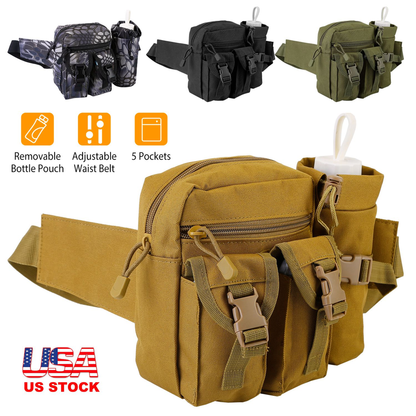 Tactical Waist Bag with 5 Pockets & Bottle Holder