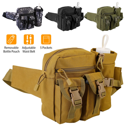 Tactical Waist Bag with 5 Pockets & Bottle Holder