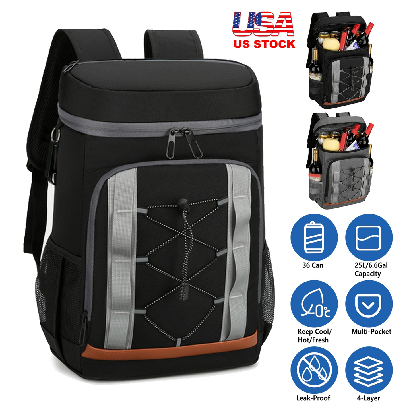 36-Can Leakproof Insulated Cooler Backpack