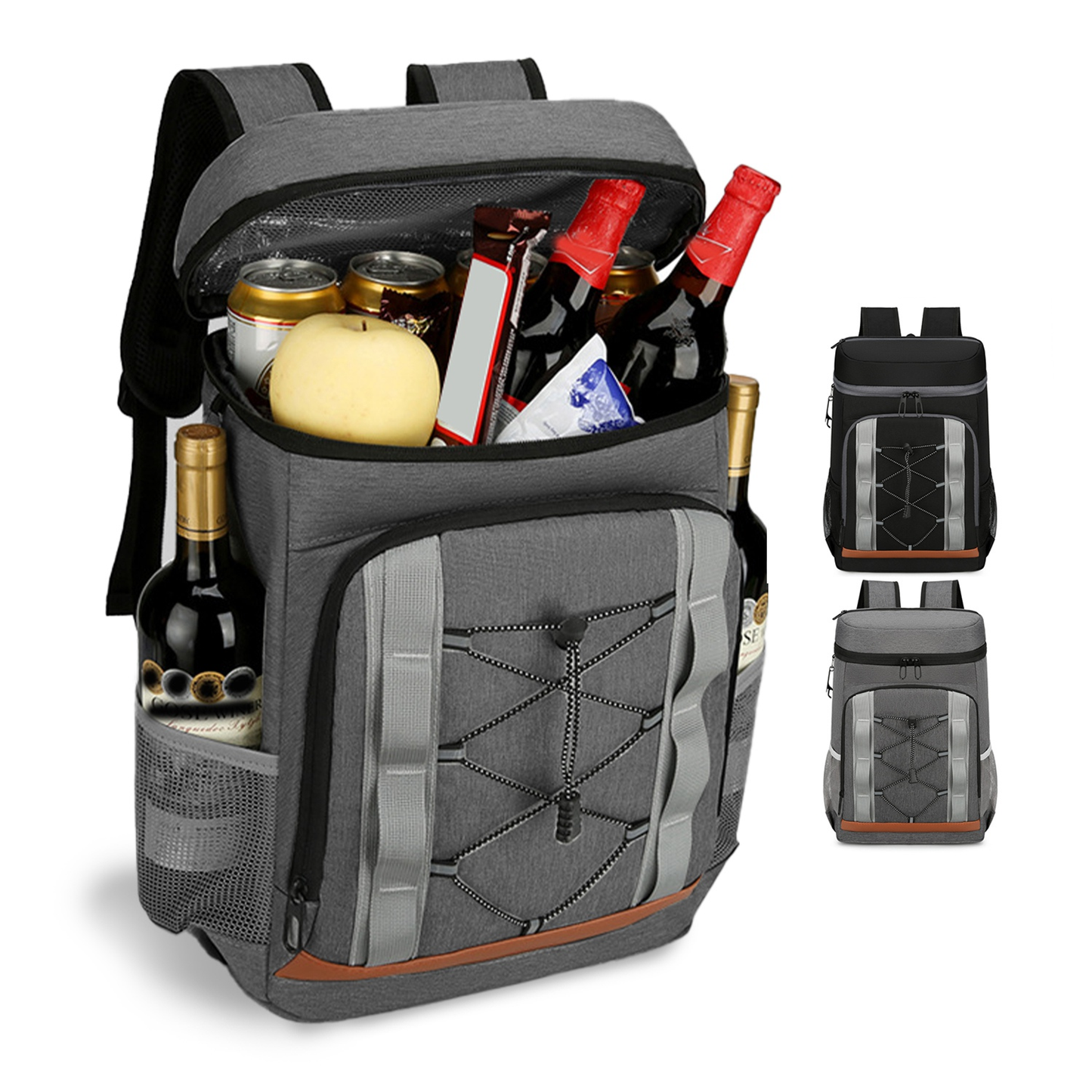 Insulated Cooler Backpack 36-Can Leakproof, Grey