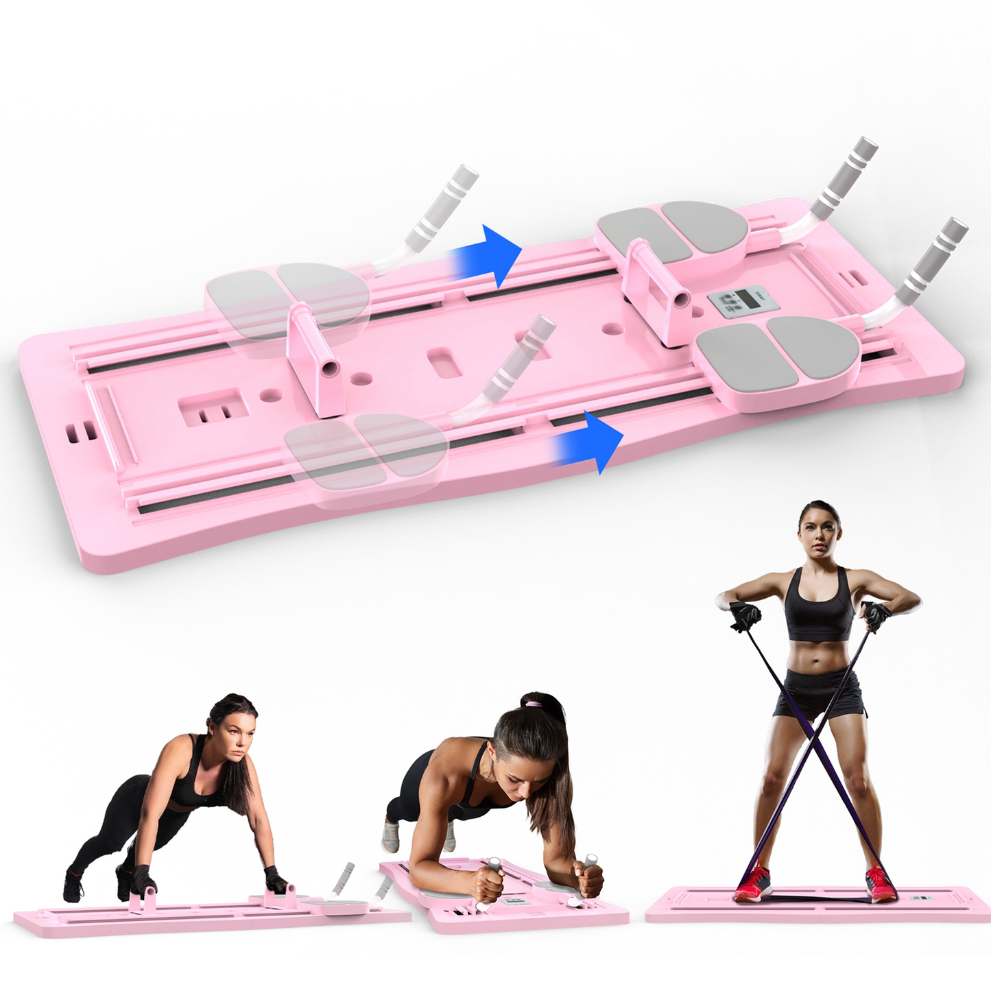 4-in-1 Foldable Pilates Reformer Sliding Exercise Board