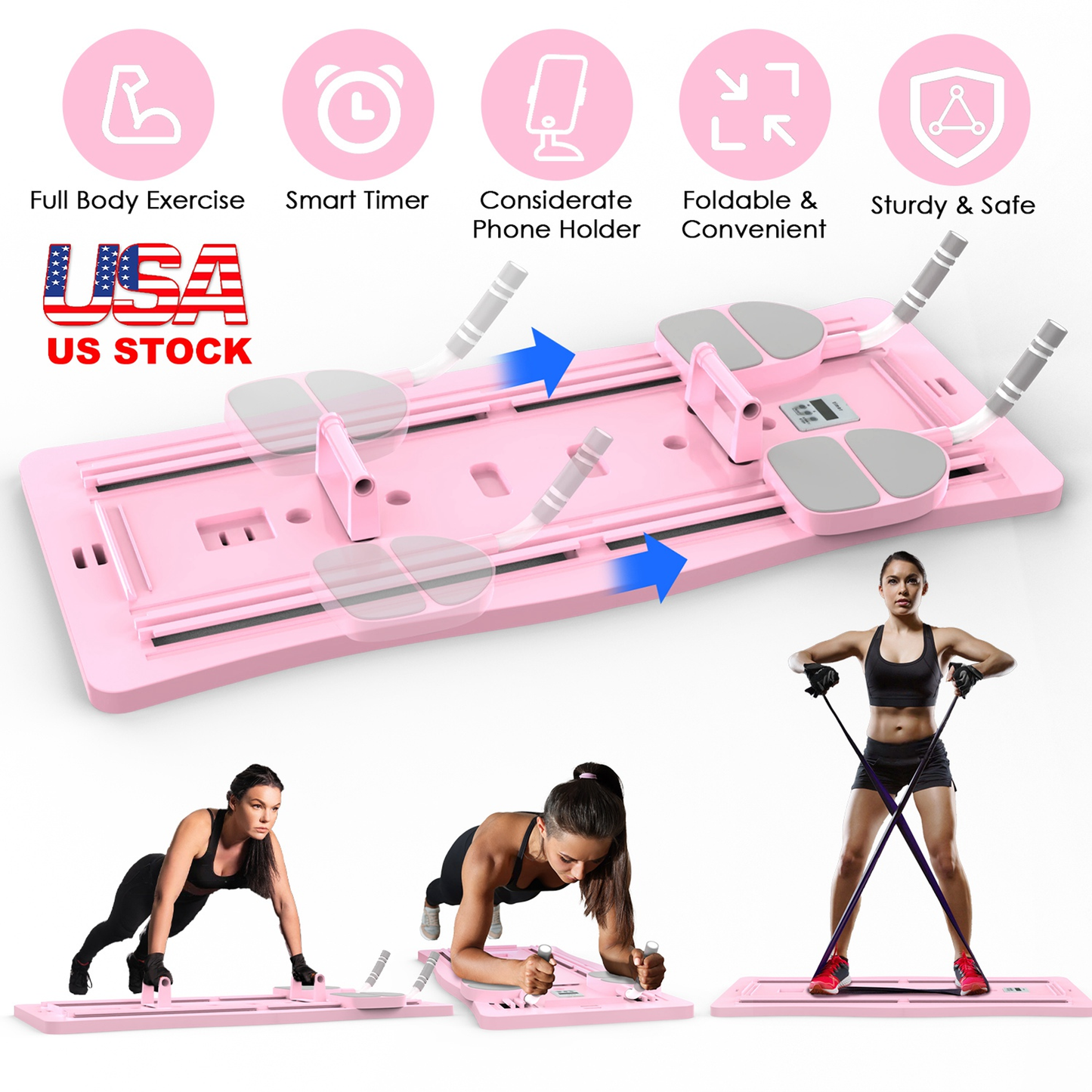 4-in-1 Foldable Pilates Reformer Sliding Exercise Board