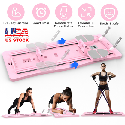 4-in-1 Foldable Pilates Reformer Sliding Exercise Board