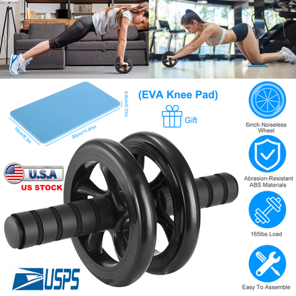 Ab Roller Wheel with Knee Pad, Dual-Wheel