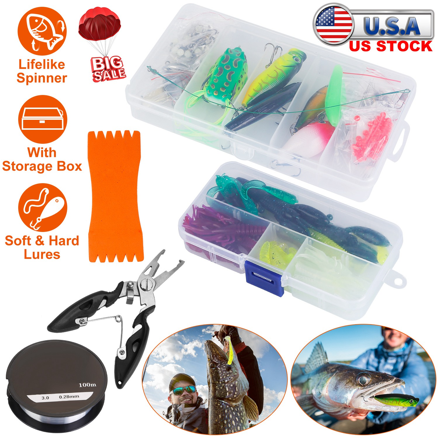 383-Piece Fishing Lures Tackle Box Kit
