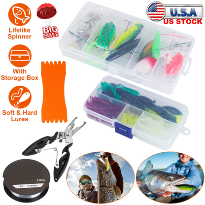 383-Piece Fishing Lures Tackle Box Kit