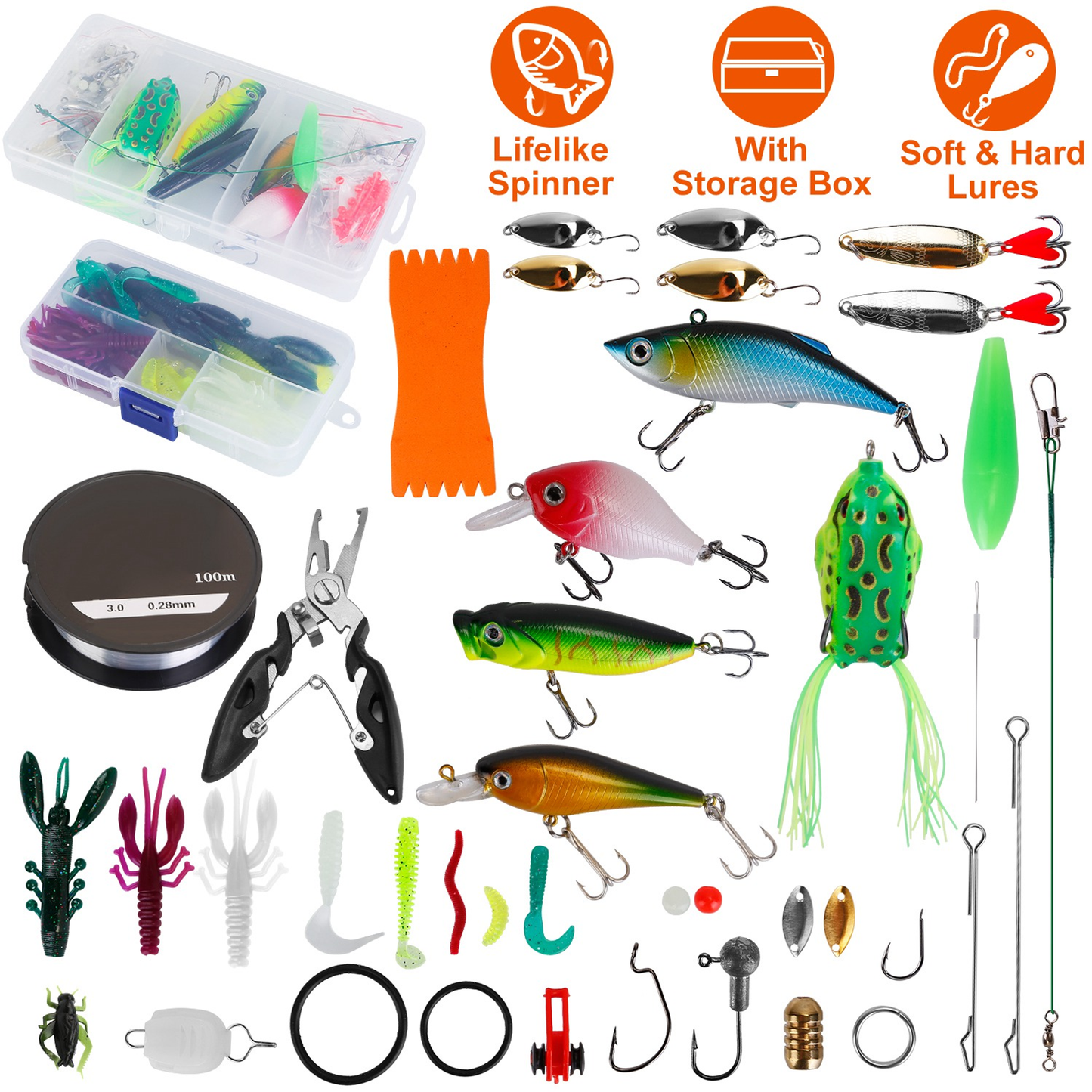 383-Piece Fishing Lures Tackle Box Kit