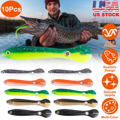 Soft Paddle-Tail Fishing Lures (10-Pack)