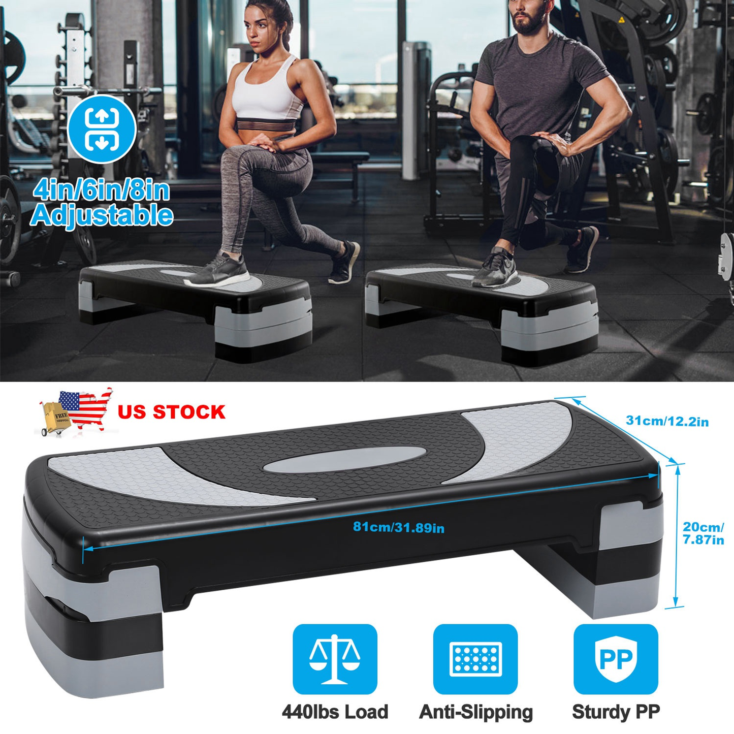 32-Inch Adjustable Aerobic Fitness Stepper