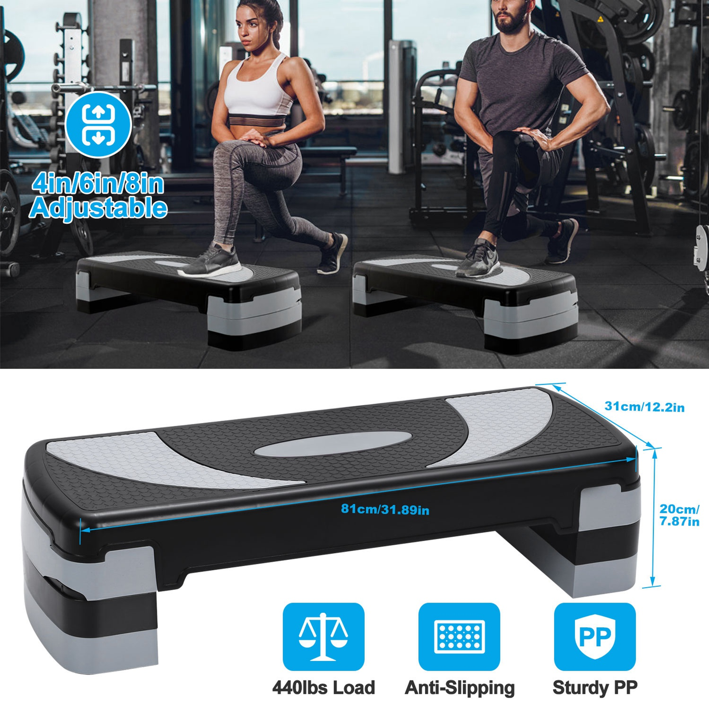 32-Inch Adjustable Aerobic Fitness Stepper