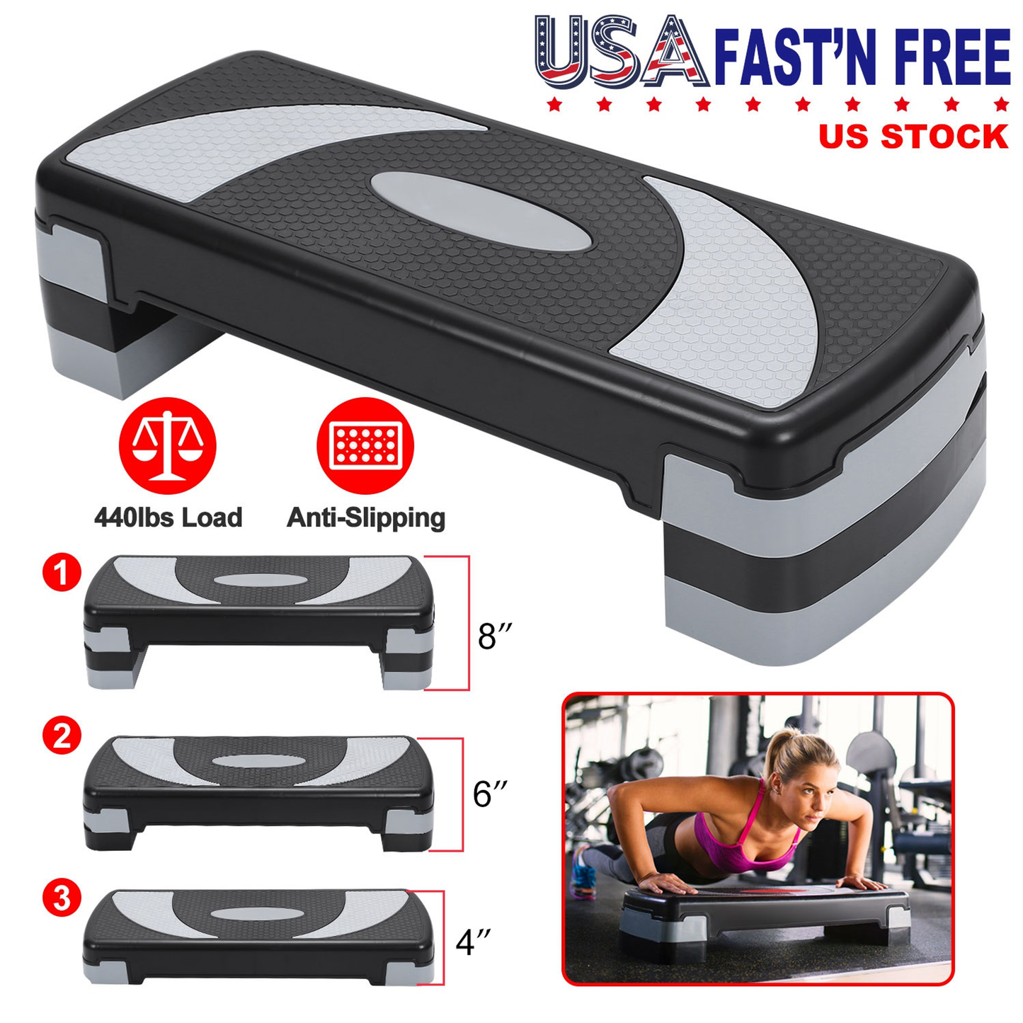 32-Inch Adjustable Aerobic Fitness Stepper