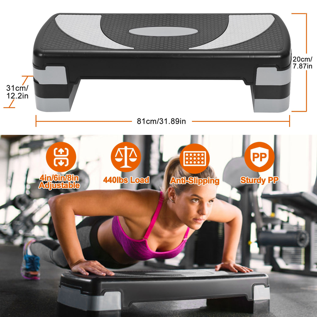 32-Inch Adjustable Aerobic Fitness Stepper