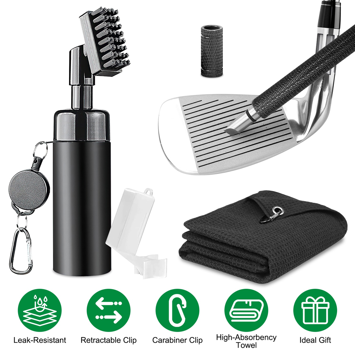 3-in-1 Golf Club Cleaning Kit with Groove Sharpener