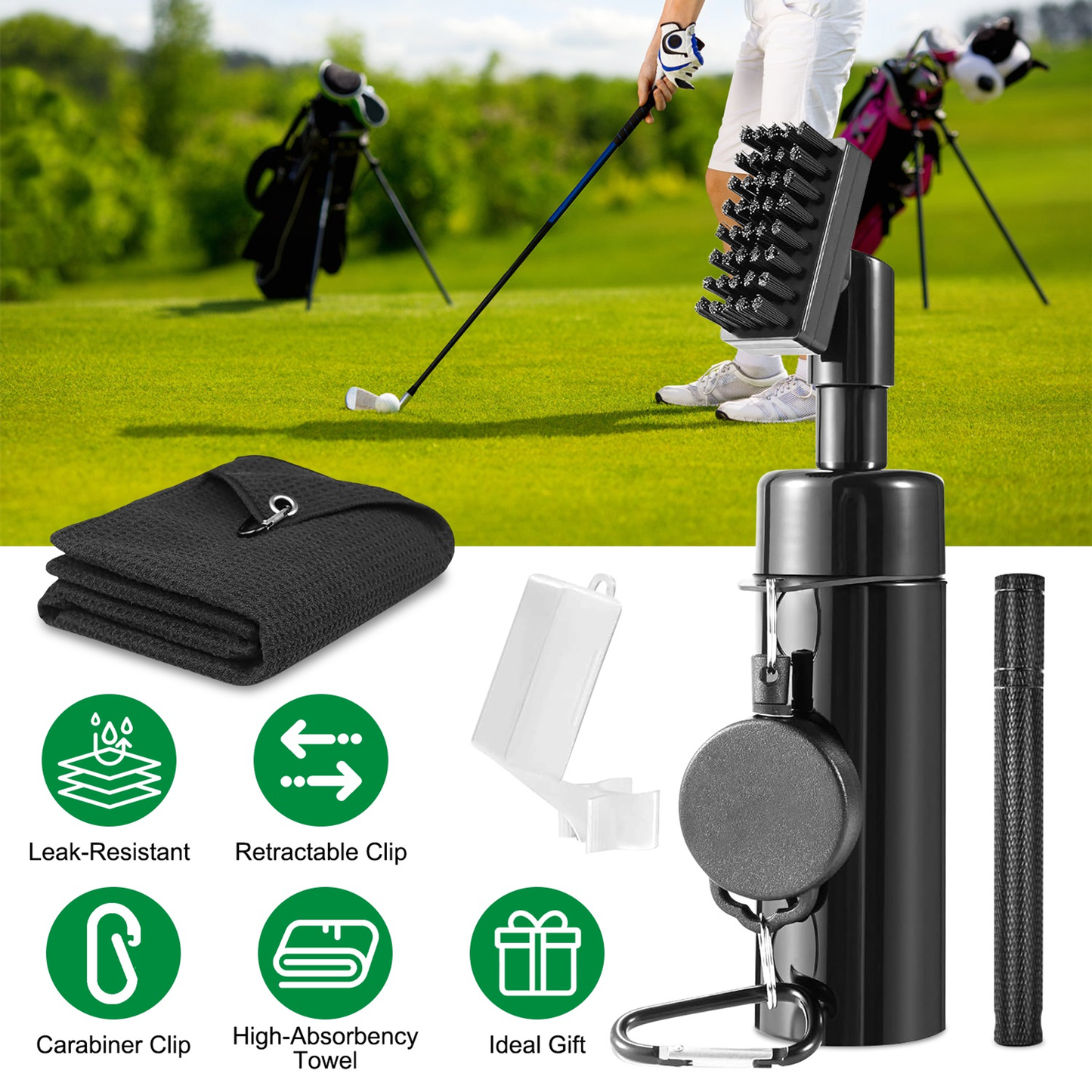 3-in-1 Golf Club Cleaning Kit with Groove Sharpener