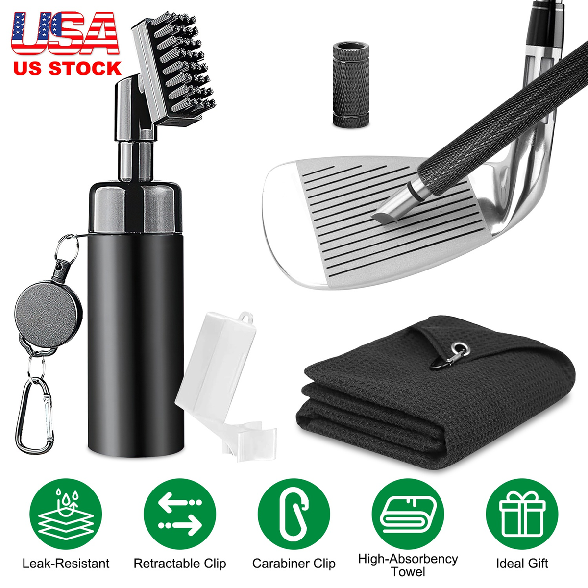 3-in-1 Golf Club Cleaning Kit with Groove Sharpener
