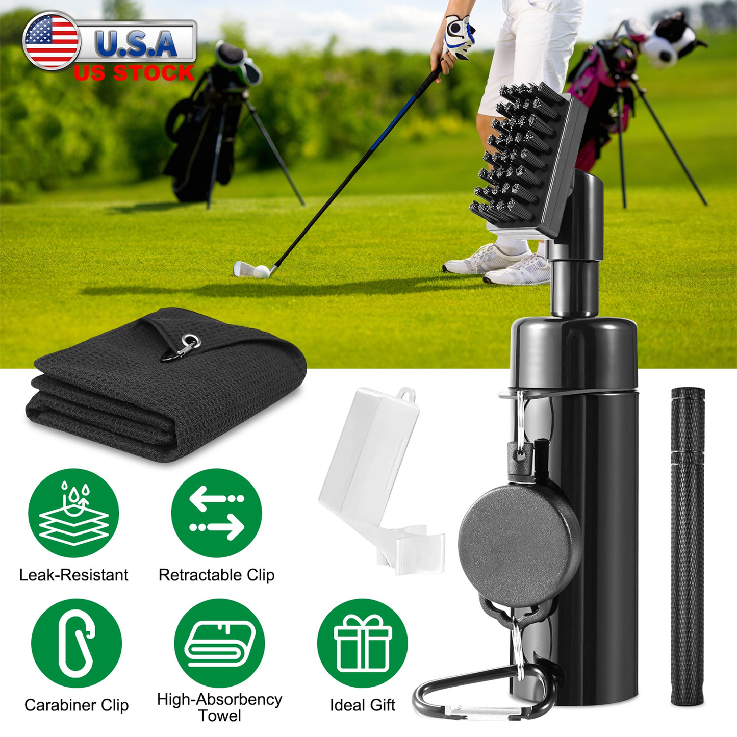 3-in-1 Golf Club Cleaning Kit with Groove Sharpener