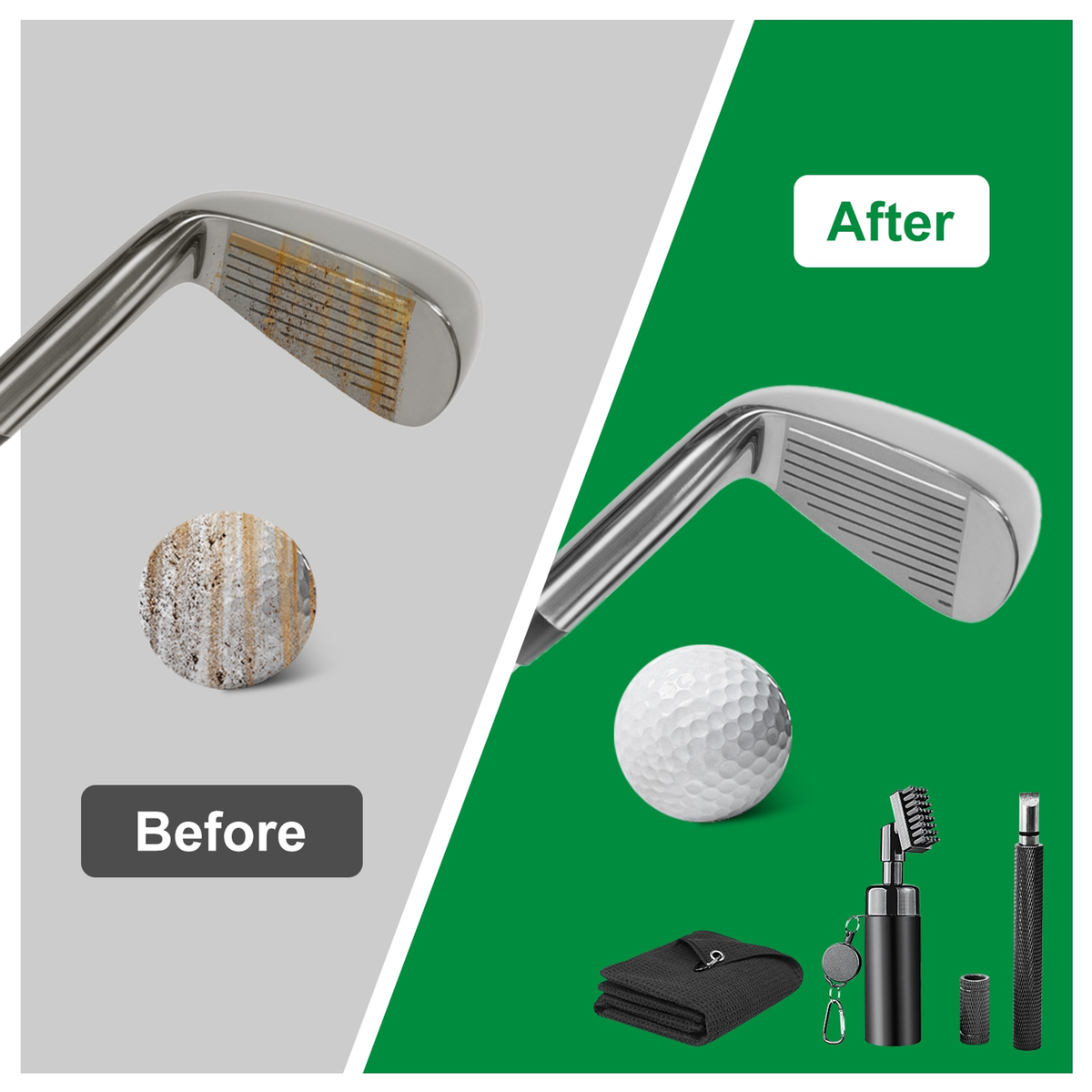 3-in-1 Golf Club Cleaning Kit with Groove Sharpener