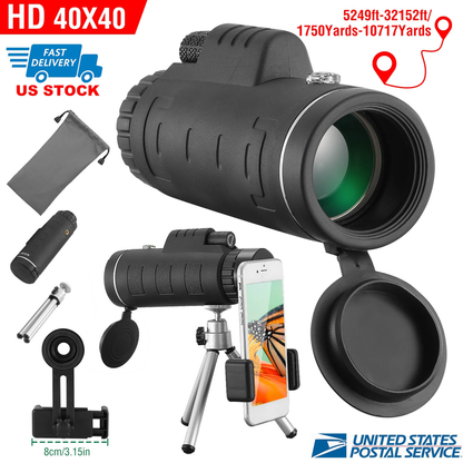 40x40 HD Monocular Telescope with Phone Adapter