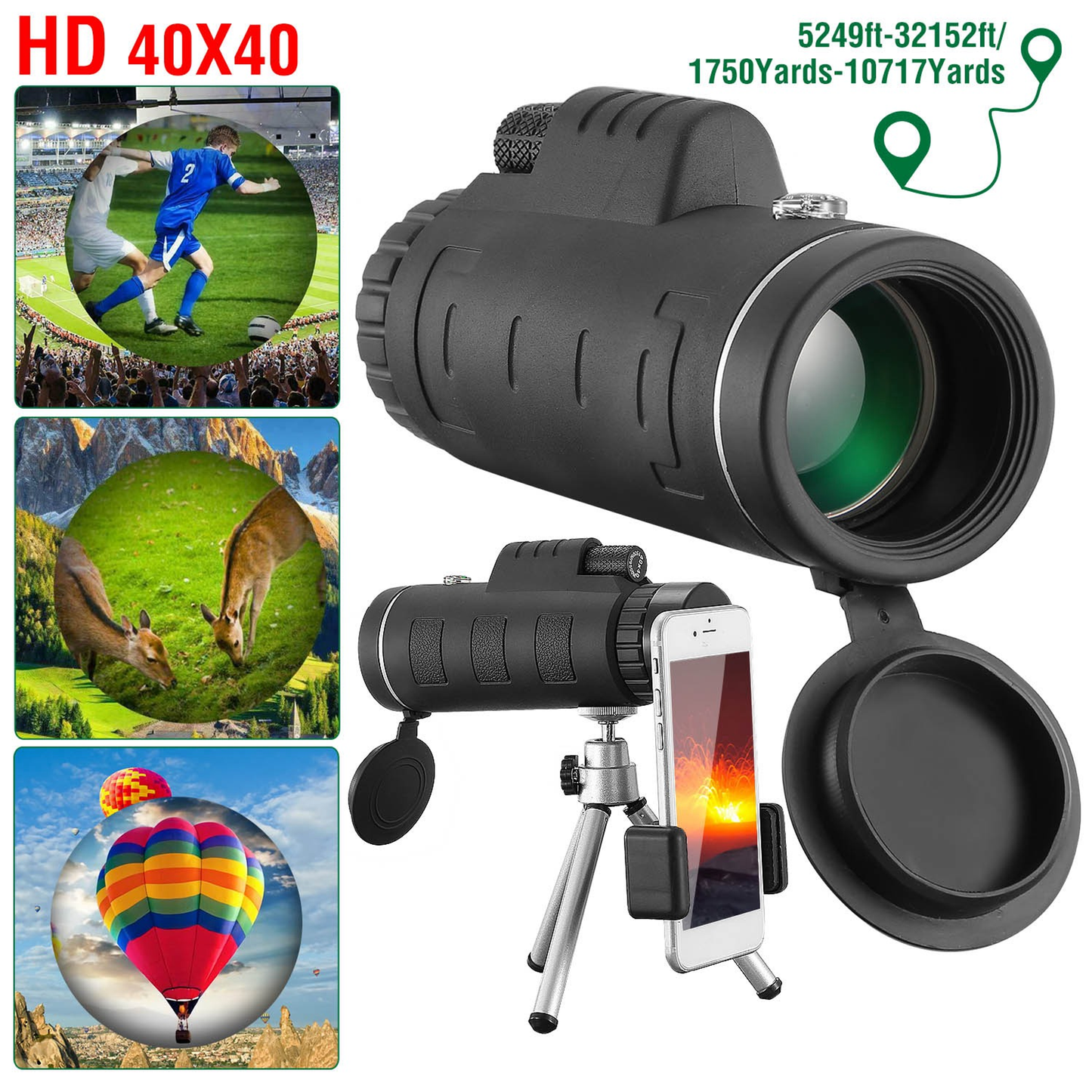 40x40 HD Monocular Telescope with Phone Adapter