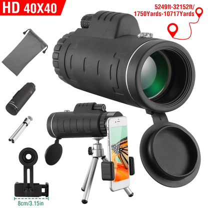 40x40 HD Monocular Telescope with Phone Adapter