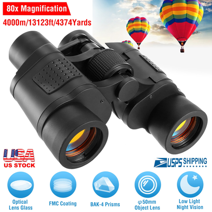 Portable HD Binoculars with FMC Lens, Low Light
