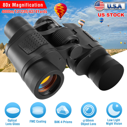 Portable HD Binoculars with FMC Lens, Low Light