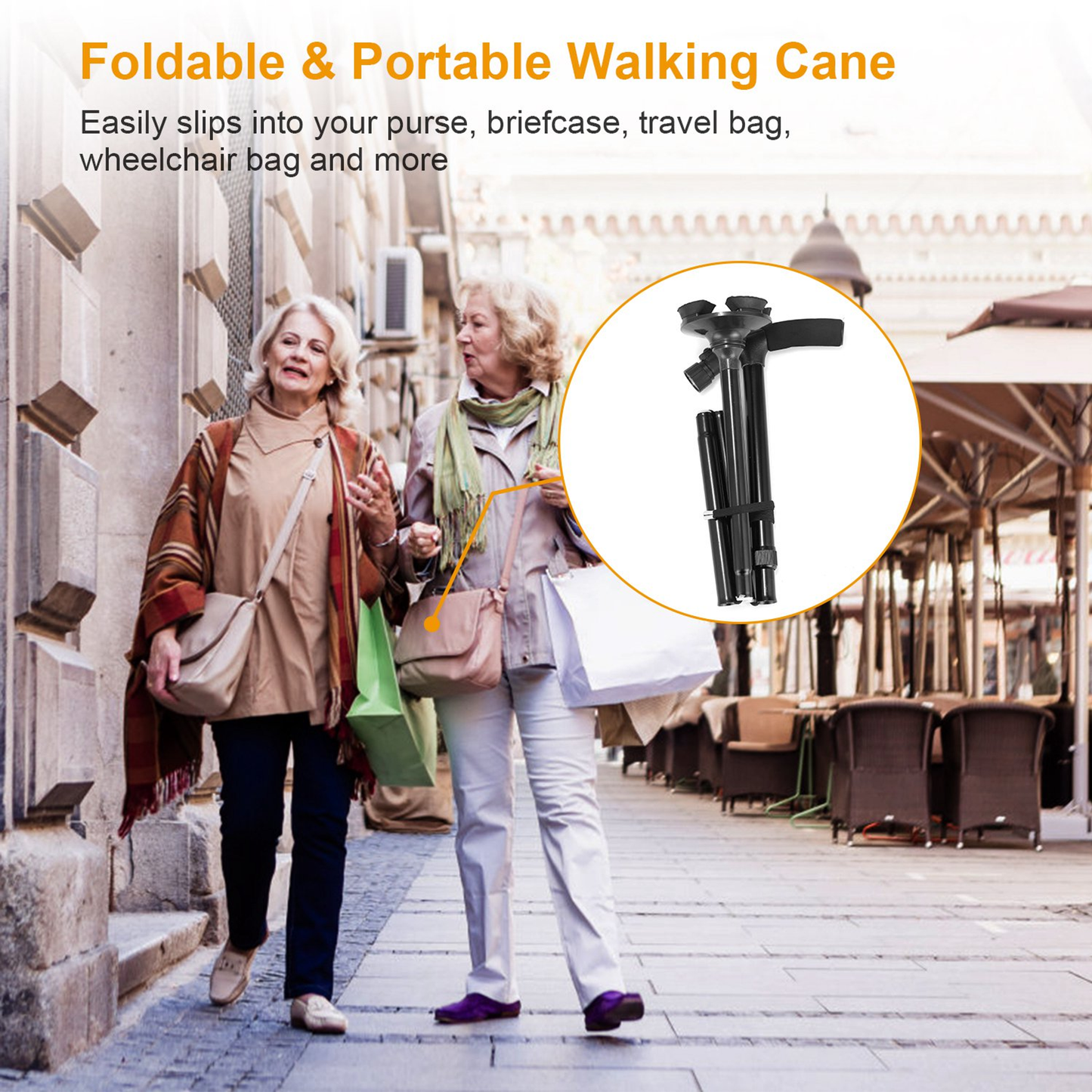 Foldable Walking Cane with 6 LED Lights