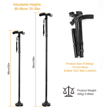 Foldable Walking Cane with 6 LED Lights