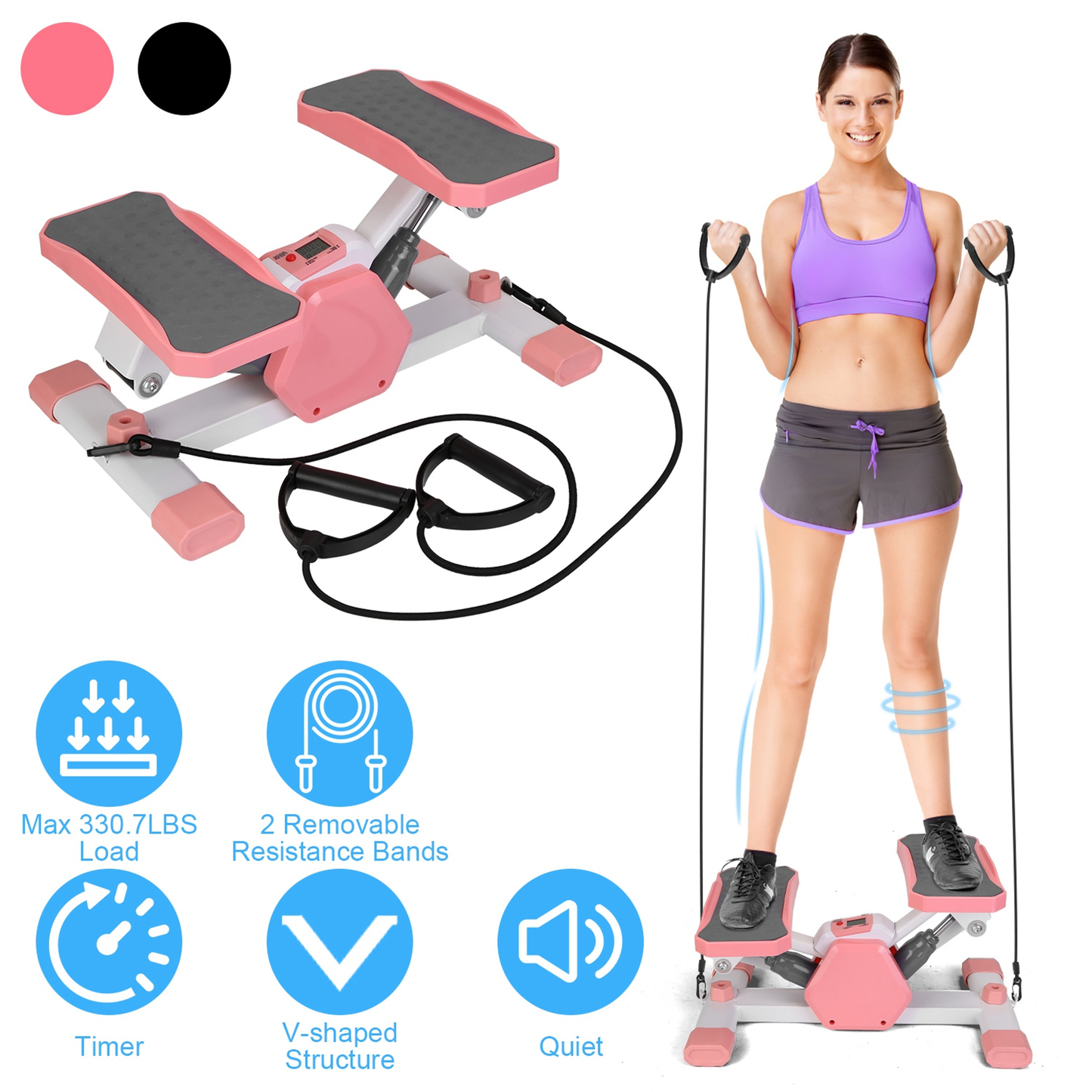 Mini Stair Stepper with Resistance Bands