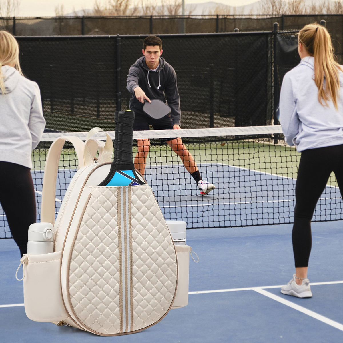 Pickleball Sling Bag with 7 Compartments - Beige