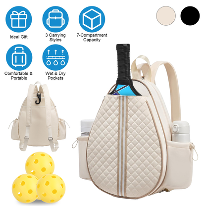 Pickleball Sling Bag with 7 Compartments - Beige