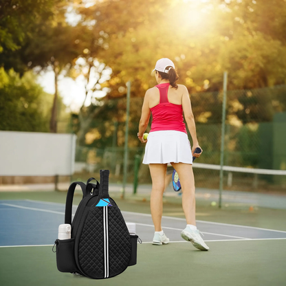 Pickleball Sling Bag with 7 Compartments - Black