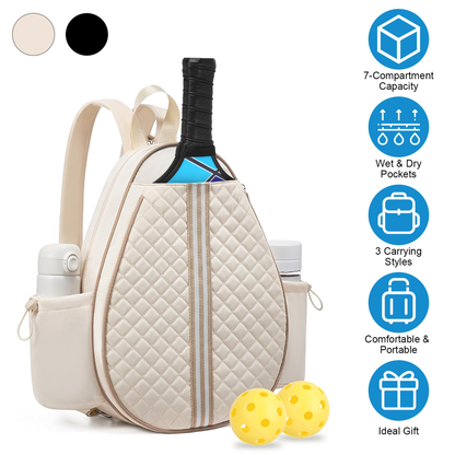 Pickleball Sling Bag with 7 Compartments - Black