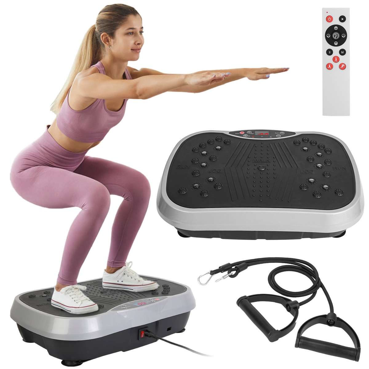 Vibration Exercise Machine with Resistance Bands
