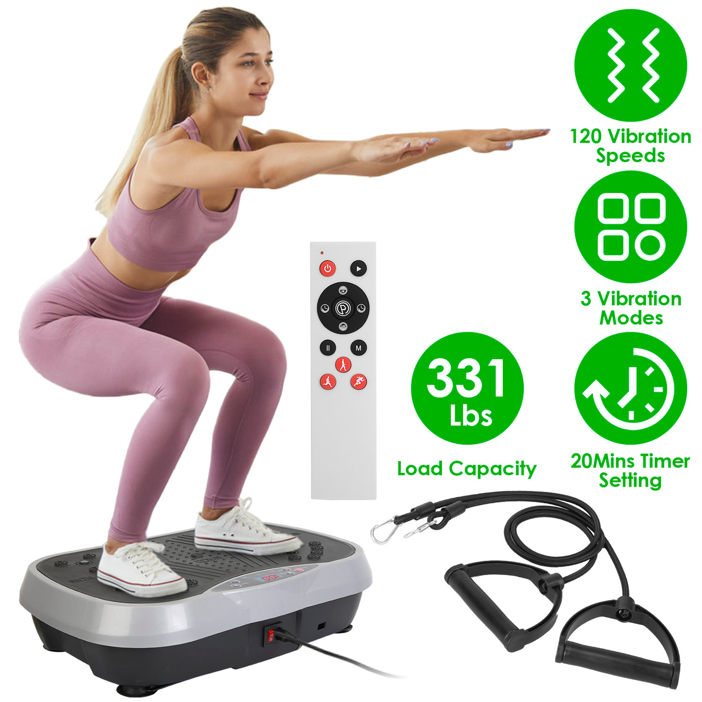 Vibration Exercise Machine with Resistance Bands