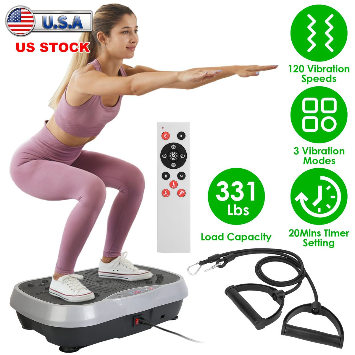 Vibration Exercise Machine with Resistance Bands